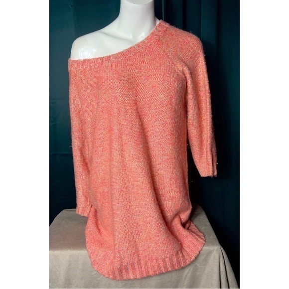 H&M Pink Multi Color 3/4 Sleeve Tunic Sweater Soft Knit Pullover Size S - Picture 3 of 8